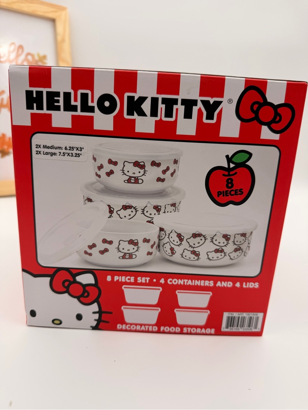 Hello Kitty Red & White Decorative Food Storage Set - 8 Piece